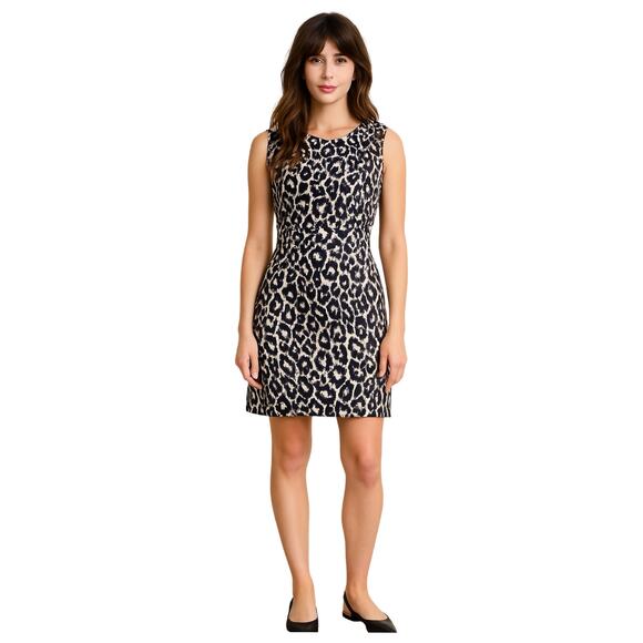 Milly Animal Print Sheath Black White Mini Dress W/ Pockets Size: L I US 10 - Picture 1 of 10